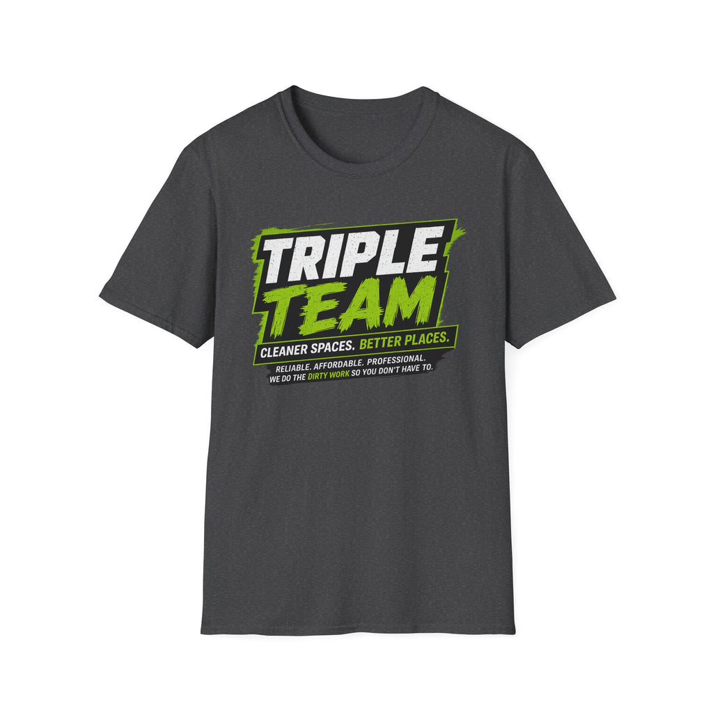 Triple Team T-Shirt — 'Cleaner Spaces. Better Places.' Logo Tee