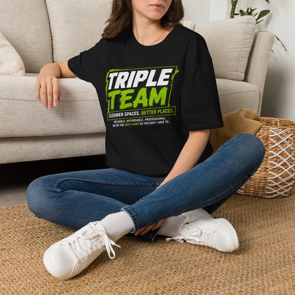 Triple Team T-Shirt — 'Cleaner Spaces. Better Places.' Logo Tee