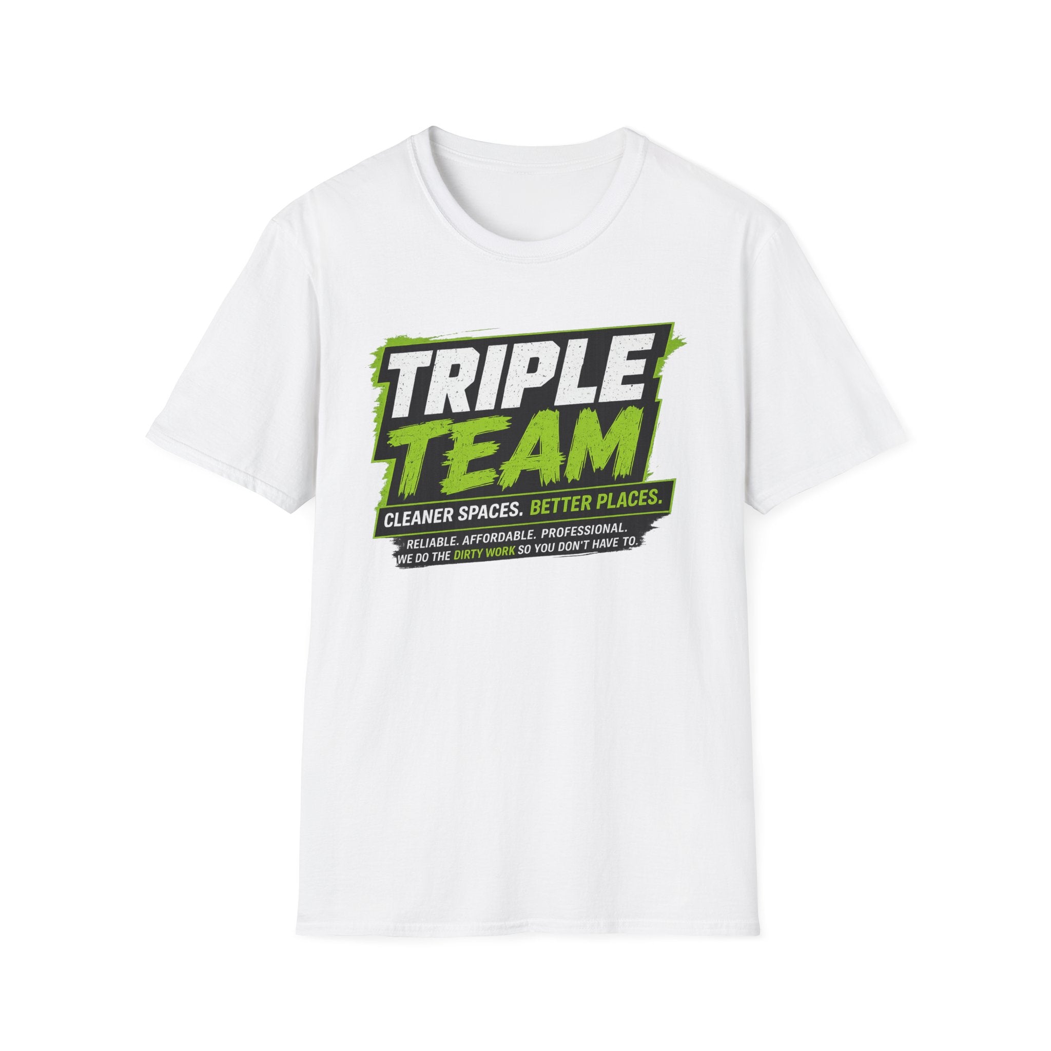 Triple Team T-Shirt — 'Cleaner Spaces. Better Places.' Logo Tee