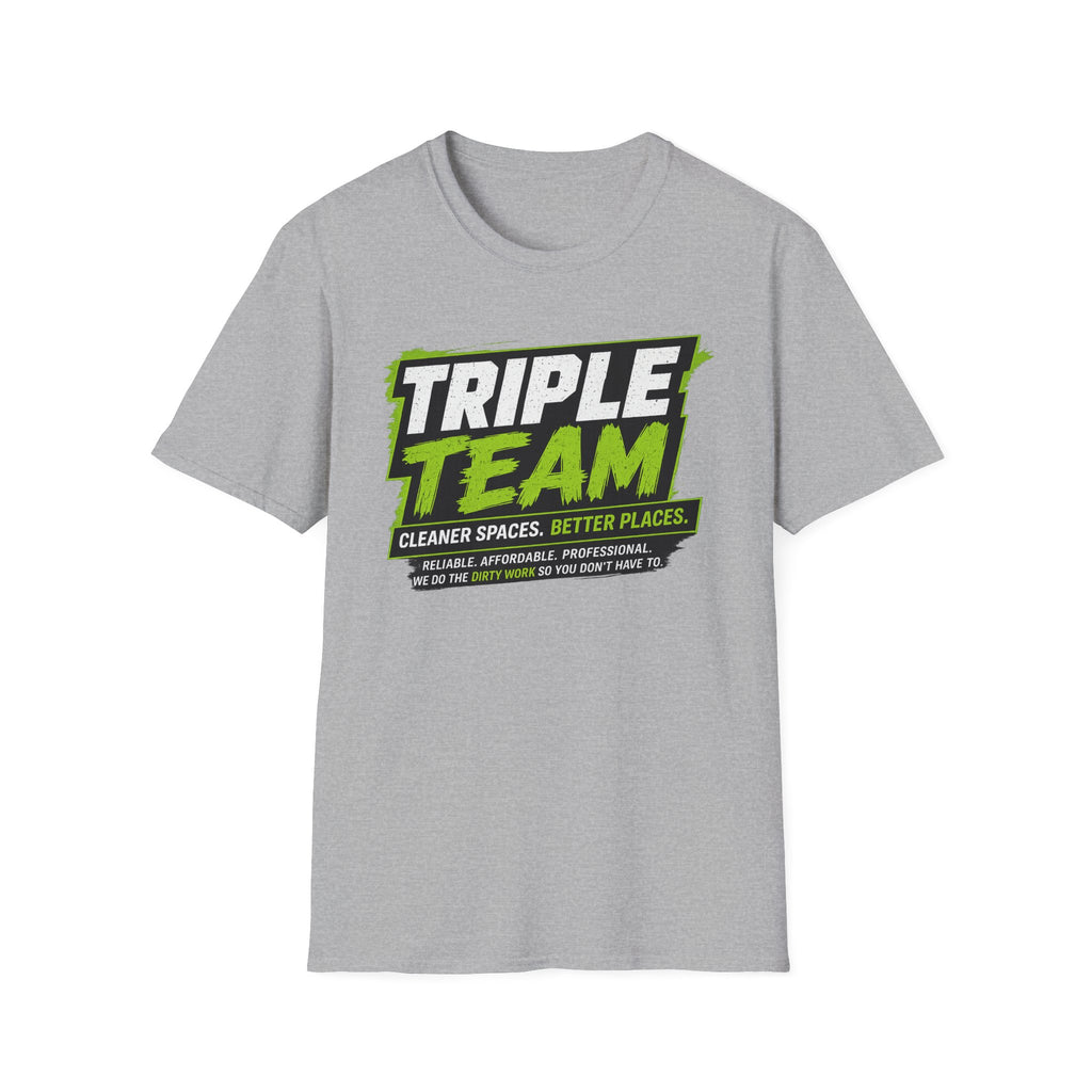 Triple Team T-Shirt — 'Cleaner Spaces. Better Places.' Logo Tee