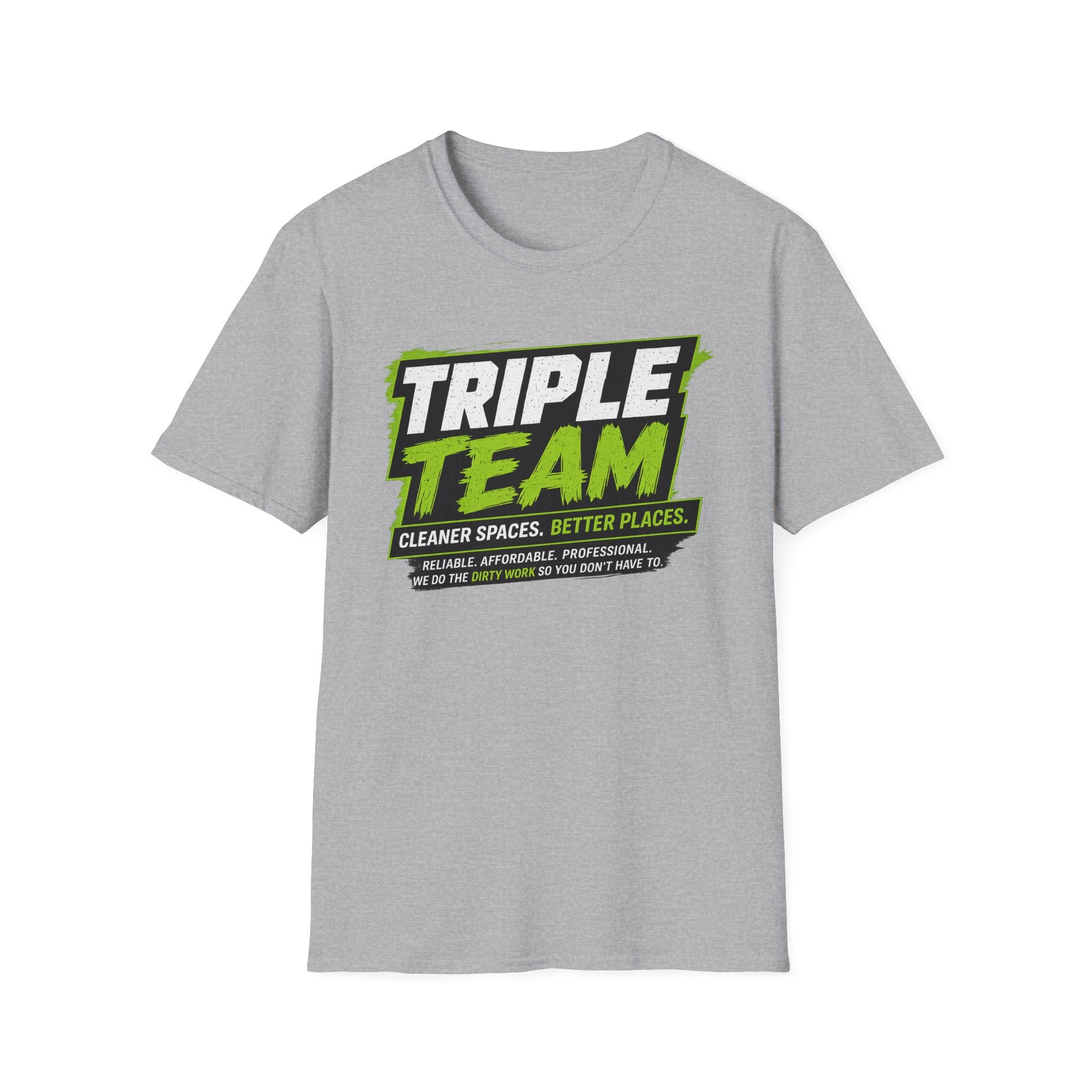 Triple Team T-Shirt — 'Cleaner Spaces. Better Places.' Logo Tee